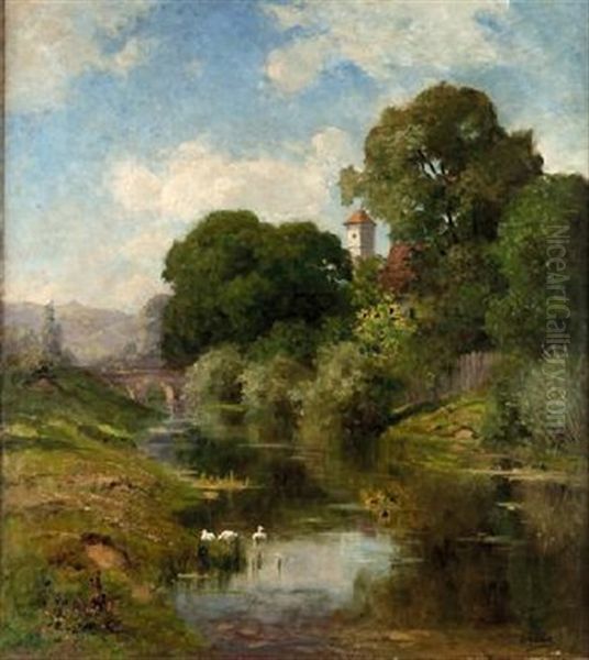 Paisaje Lacustre Con Patos - view 1