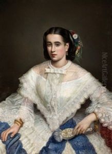 Retrato De Dama Con Abanico by Antonio Gomez Cros