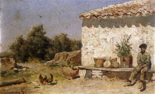 Campesino Con Casa Al Fondo - view 1