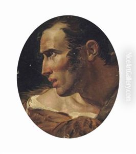Head Study Of A Man In Profile by Jacinto Gomez Pastor