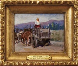 Paisagem Com Carroca De Bois E Figuras