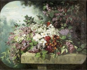 Blumenstuck Mit Weissem Und Violettem Flieder. by Jules Louis Badel