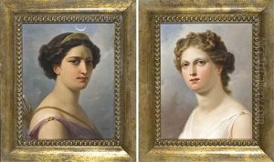 Figura Femminile A Mezzo Busto Con Gli Attributi Di Diana (pair) by Francesco Gonin