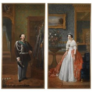 Vittorio Emanuele Ii, King Of Italy (+ Maria Adelaide Of Austria, Queen Of Italy; Pair) by Francesco Gonin