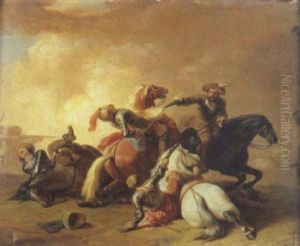 Scontro Di Cavalleria by Francesco Gonin