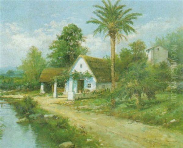 Paesaggio Con Caseggiati E Torrente - view 1