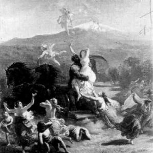 L'enlevement De Proserpine Sur Le Char D'hades; Dans Le Fond Le Vesuve