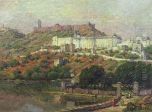 Palast Am Berg (potala-palast Des Dalai-lama In Tibet?) by Rudolf Gonner