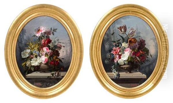Urns With Flowers (a Pair Of Works) - view 1