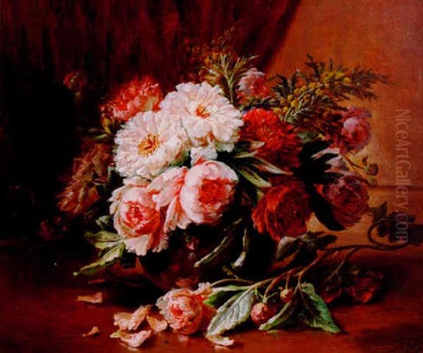 Still Life Of Peonies In A Bronze Bowl - view 1