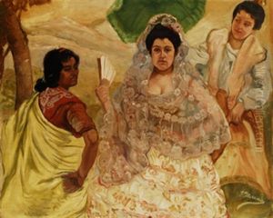 Manola, Gitana Y Criada by Francisco Gonzales de Itturrino