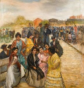 Spanish Villagers In Conversation by Francisco Gonzales de Itturrino