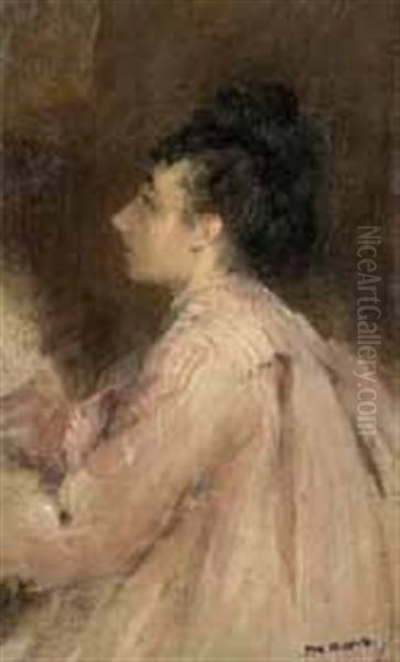 Femme En Rose De Profil - view 1