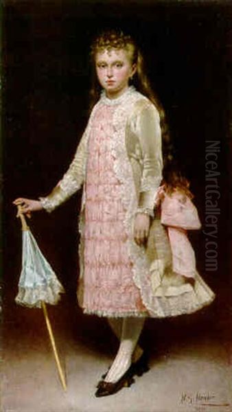 A Young Girl Holding A Parasol - view 1
