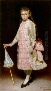 A Young Girl Holding A Parasol A Young Girl Holding A Parasol