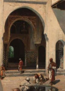 A L'entree De La Mosquee by Manuel Gonzalez Mendez