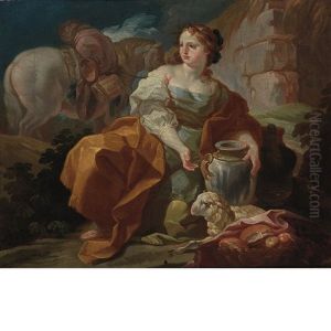 A Traveler Resting Beside A Road by Antonio Gonzalez Velazquez