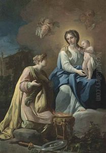 The Madonna And Child With Saint Lucy by Antonio Gonzalez Velazquez