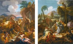 Moses Striking The Rock; Moses And The Brazen Serpent (pair) by Antonio Gonzalez Velazquez