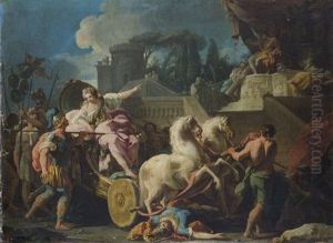 Tullia Driving Her Chariot Over Her Father's Body by Antonio Gonzalez Velazquez