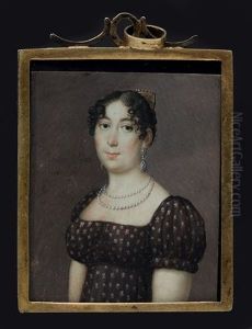 Retrato De Dama Con Peineta Y Collar De Perlas
