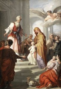 The Presentation Of The Virgin At The Temple by Zacarias Gonzalez Velazquez