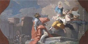 Aparicion De La Virgen Y El Nino Jesus A San Fernando by Zacarias Gonzalez Velazquez