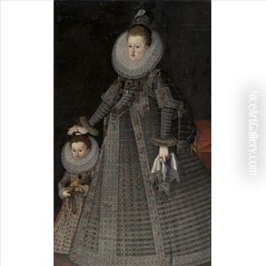 Portrait Of Margaret Of Austria, Queen Of Spain And Portugal And A Child