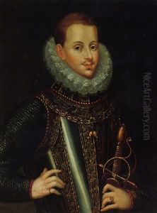 Portrait Of Philip Iii Of Spain Wearing Armour And The Order Of The Golden Fleece by Bartolome Gonzalez