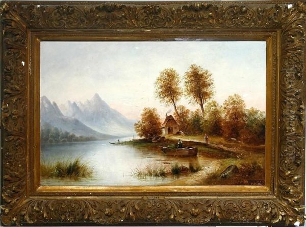 A Southern European Mountain Scenery With Rowing Boats Along The River Coast - view 1