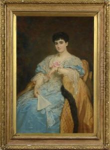 Portrait D'une Dame De Qualite A L'eventail by Juan Antonio Gonzalez