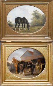 Schwarzes Jagdpferd (+ Karrenpferde; Pair) by Thomas Gooch