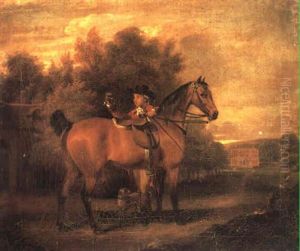 Portrait Of A Gentleman With His Bay Hunter In The Grounds Of A Country House Portrait Of A Gentleman With His Bay Hunter In The Grounds Of A Country House
