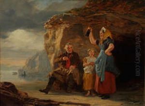 The Smugglers (a Sea Beach With Figures) by Thomas Sword Good