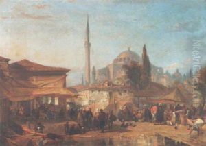Abendlicher Markt In Konstantinopel by Edward Angelo Goodall