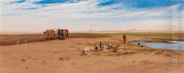 Goatherd And Labourer Near The Pyramids At Giza - view 1