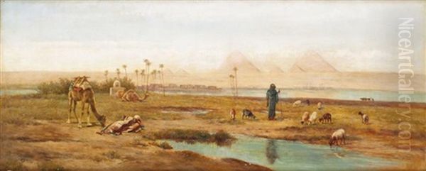 Le Troupeau Au Pied Des Pyramides - view 1