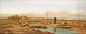 Le Troupeau Au Pied Des Pyramides by Frederick Goodall