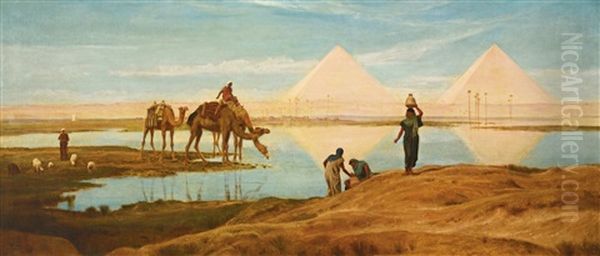 The Light Of The Rising Sun Upon The Pyramids Of Ghizeh - view 1