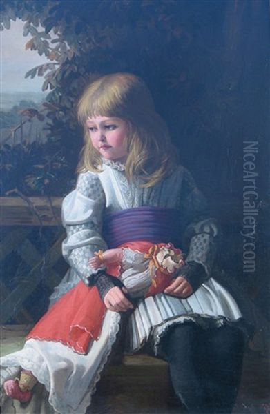 A Tearful Young Girl Holding A Broken Doll - view 1