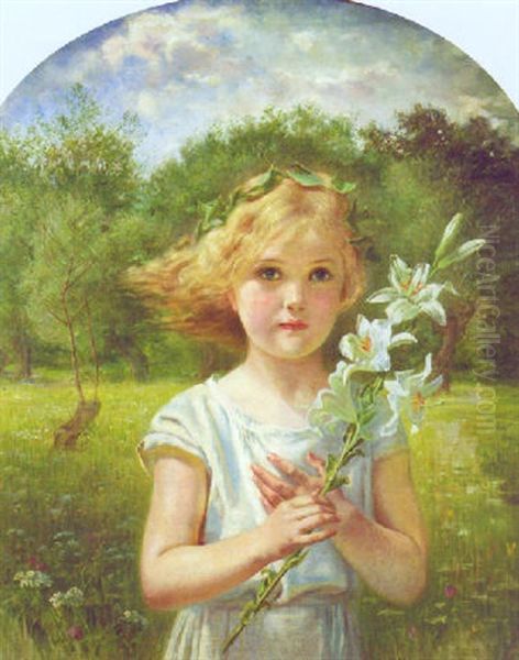 A Young Girl Holding A Lily - view 1