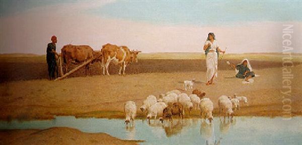 Resting The Yoked Oxen - An Egyptian Pastoral - view 1