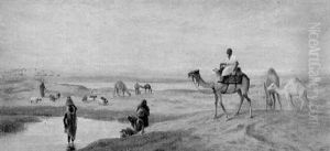Arabs At An Oasis In The Desert by Frederick Goodall
