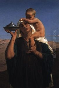 Bedouin Mother And Child - Afterglow by Frederick Goodall