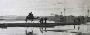 Middle Eastern Village At Evening by Frederick Goodall