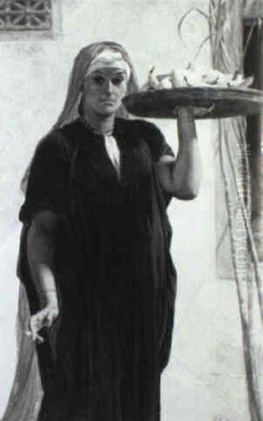 Beautiful Young Woman With Platter Of Lemons - view 1