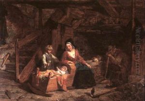 Cottage Interior by Frederick Goodall