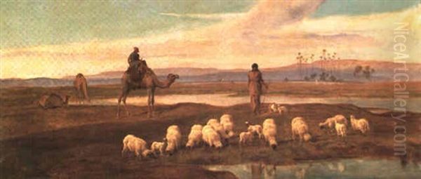 The Shepherdess And Her Flock At Eventide - view 1