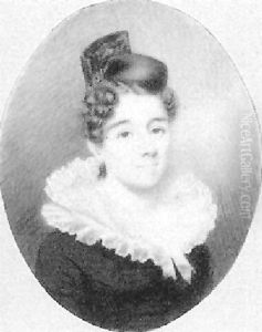 A Lady With Tortoiseshell Comb In Her Upswept Hair, Wearing Black Dress With Lace Ruff Collar by Elizabeth (Eliza) Goodridge
