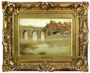 Old Houses, Elvet Bridge, Durham by Albert Goodwin